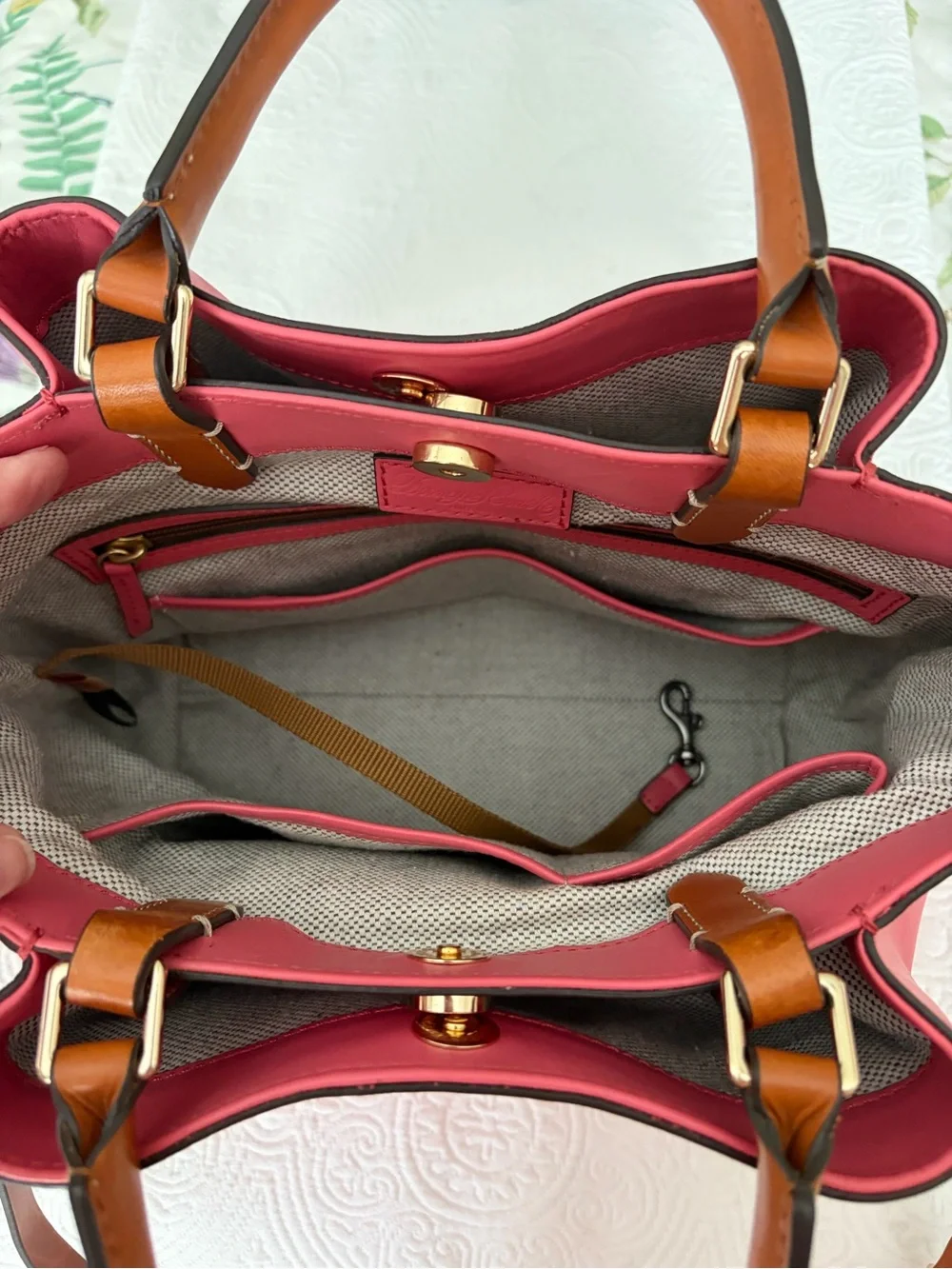 Dooney & Bourke City Barlow BBGum Pink Leather Crossbody Tote